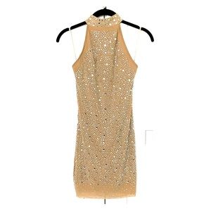 Backless fully embroidered dress